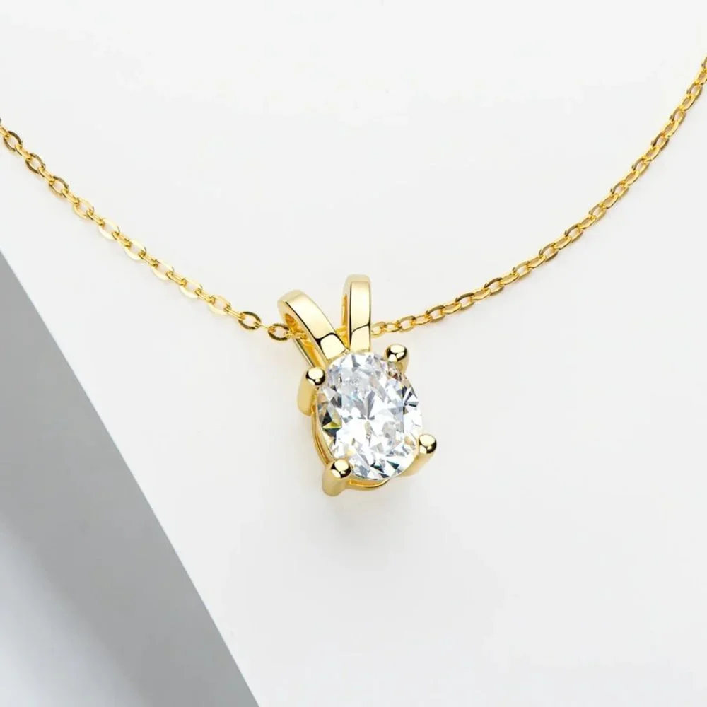 Certified 1ct. t.w. Moissanite Diamond Oval Pendant Necklace NEW - Picture 3 of 10